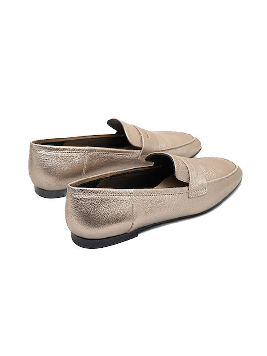 Leather Women's Moccasins in Gray Color