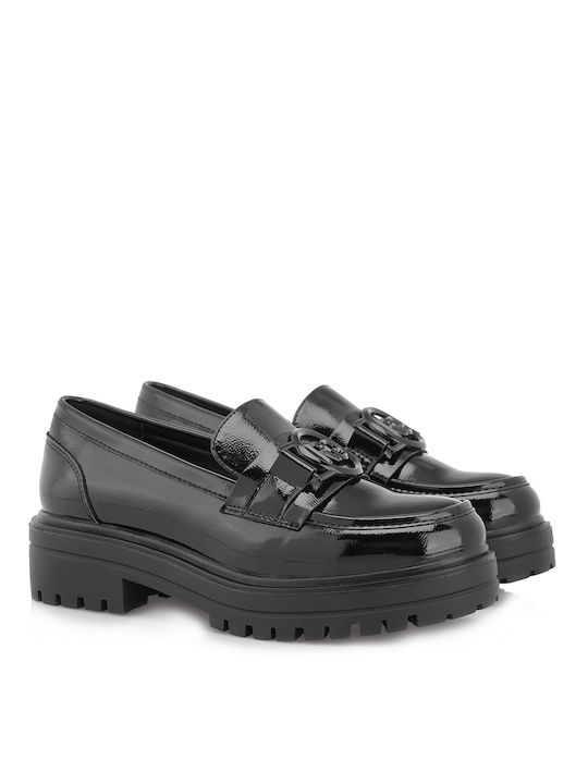 Renato Garini Patent Leather Women's Loafers in Black Color