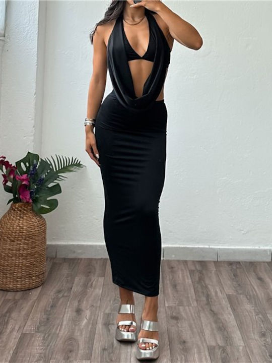 Chica Set cu Fustă Maxi în culoarea Negru