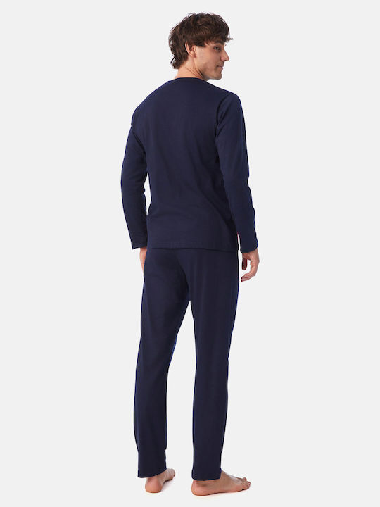 Minerva Men's Winter Pajamas Set Navy Blue