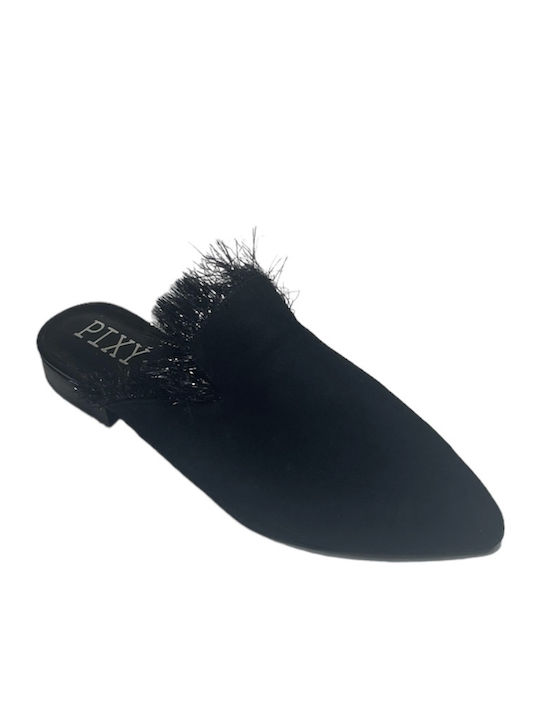 Flat Mules in Black Color