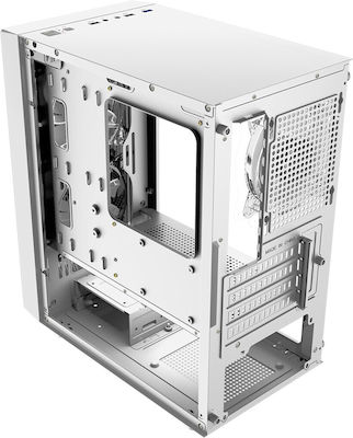 Logic Aramis ARGB Gaming Mini Tower Computer Case with Window Panel White