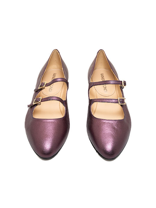 Raniero Conti Lederne Damen Ballerinas in Burgundisch Farbe