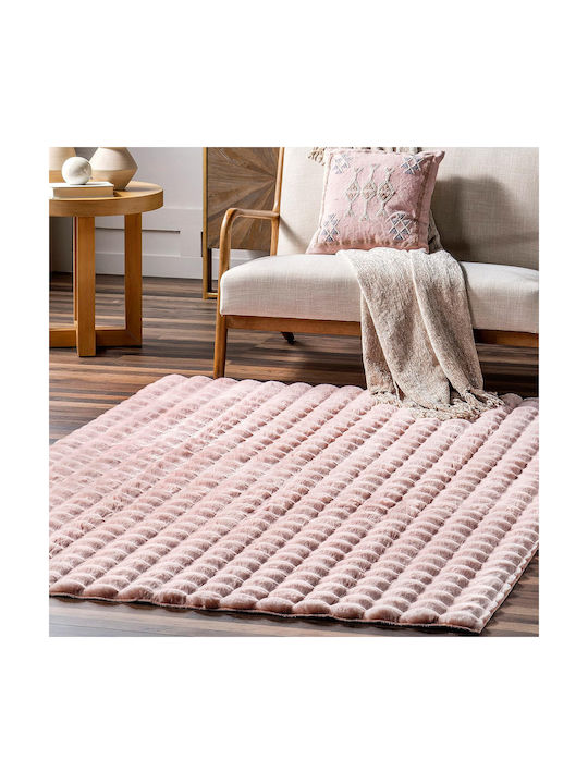 Saray Home Solid Design Modern Bedroom Rugs Set Powder FUR3D-512PN-SET 3pcs