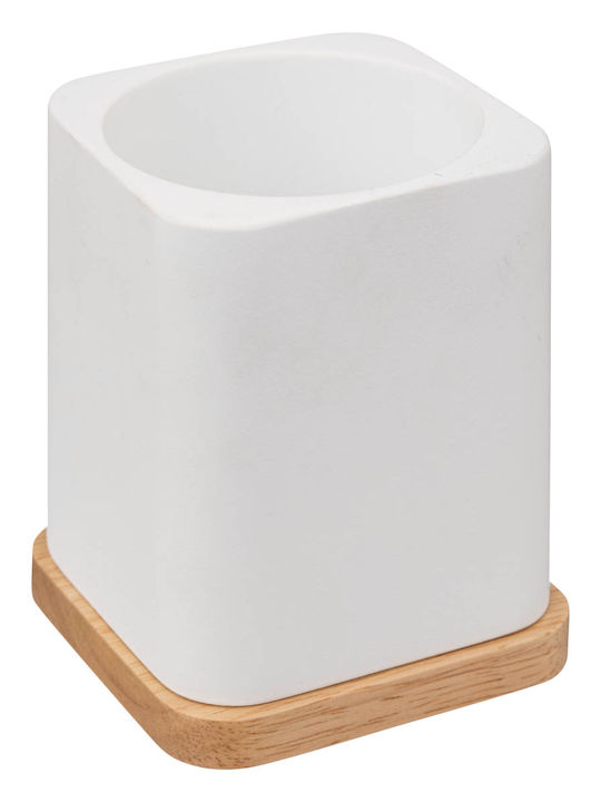 5Five Plastic Bathroom Trash Can White