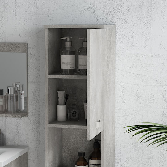 Kleankin Countertop with Sink, Mirror & Column Matte Lacquer L60xW40xH50cm Gray