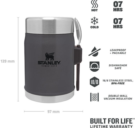 Stanley Legendäres Food Jar und Spork Inox Mittagsbox Gray mit Fächern 400ml