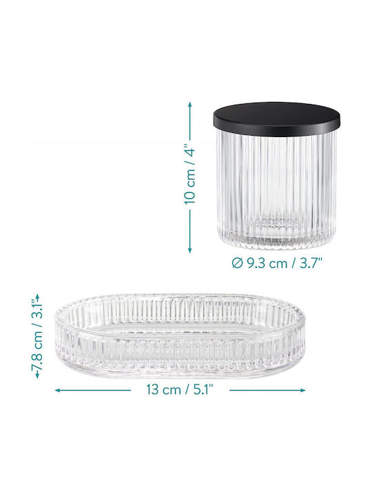 Navaris Glass Transparent Bathroom Accessory Set 4 Pieces