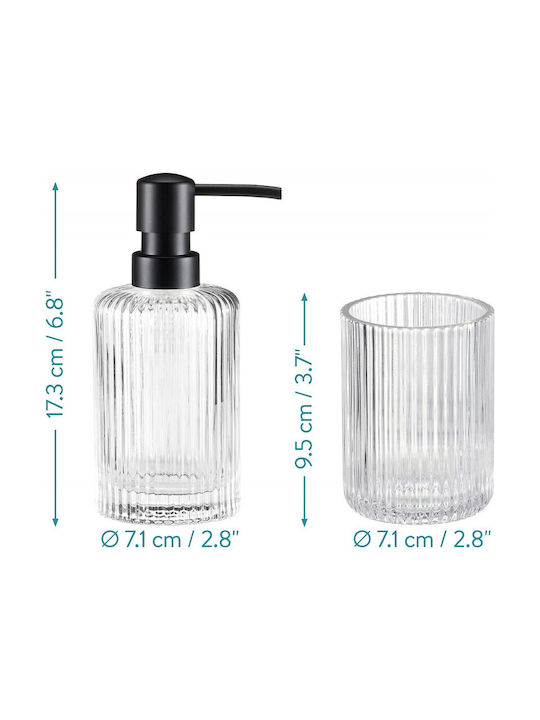 Navaris Glass Transparent Bathroom Accessory Set 4 Pieces