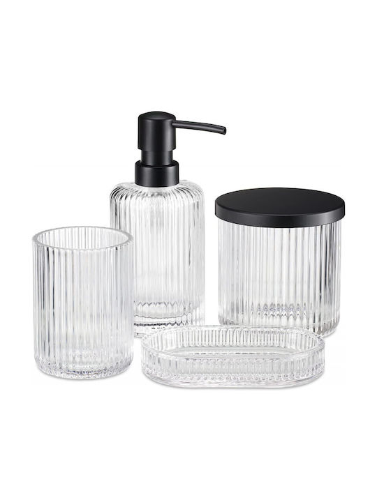 Navaris Glass Transparent Bathroom Accessory Set 4 Pieces