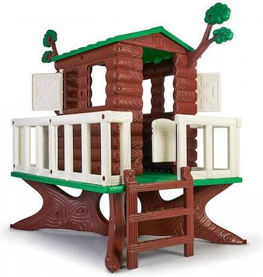 Feber Plastic Kids Playhouse with Fence Brown Tree House 151x50x116.5cm