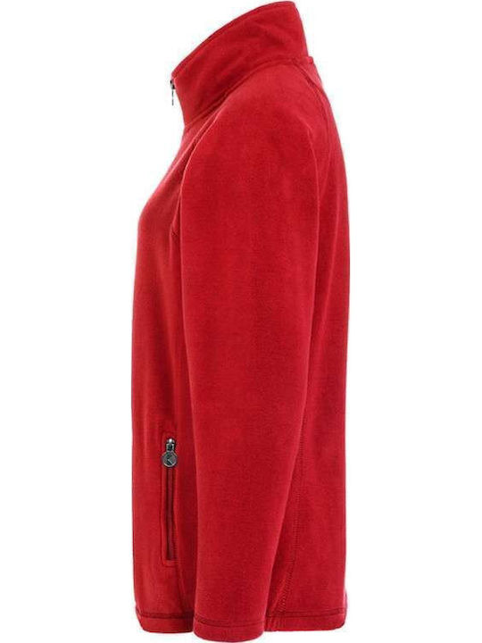Fleece Γυναικεία Ζακέτα σε Κόκκινο Χρώμα