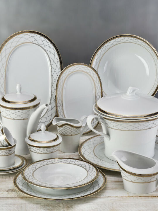 Emfasi Tea Set with Cup Porcelain Gold 1000ml 27pcs