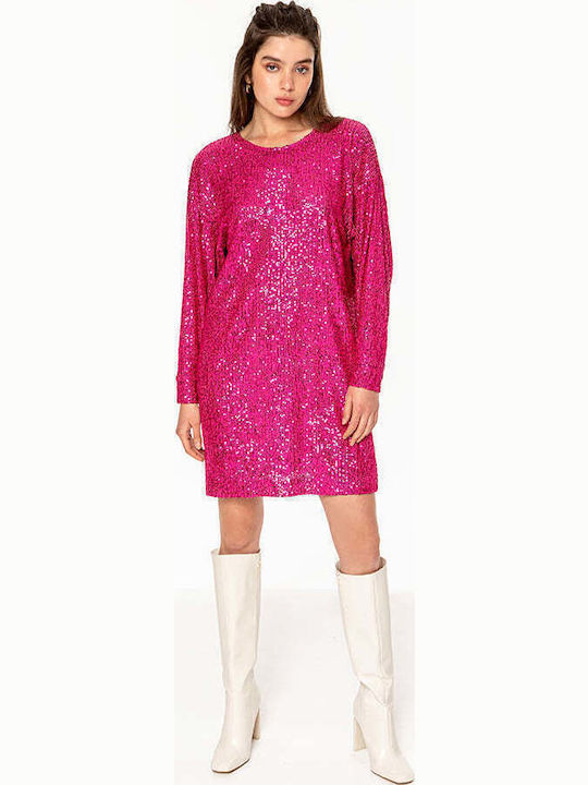 Mini Evening Dress Open Back Fuchsia