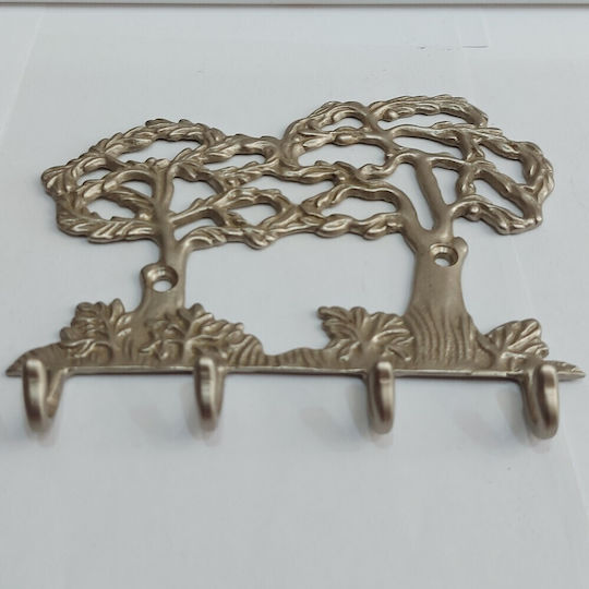 Wandhalterung Metall 4 Haken Gold 16x13cm