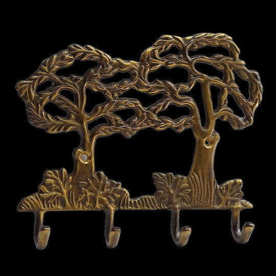 Wall Hanger Metal 4 Hooks Gold 16x13cm