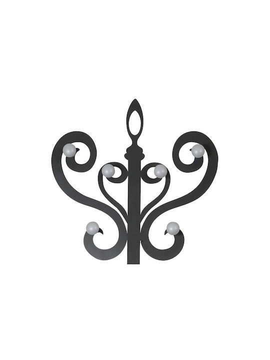 Arti E Mestieri Κρεμάστρα Τοίχου Thonet Μεταλλική 7 Θέσεων Μαύρη 180cm