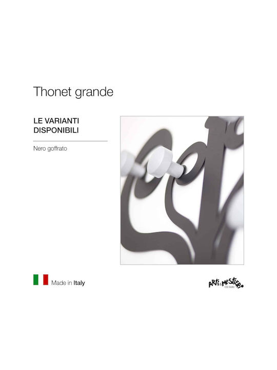 Arti E Mestieri Κρεμάστρα Τοίχου Thonet Μεταλλική 7 Θέσεων Μαύρη 180cm