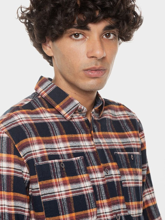 Long Sleeve Cotton Checked Blue Shirt