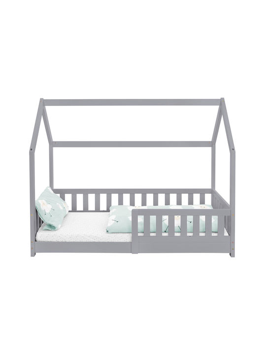 Pat Montessori Single Cu Saltea Gri 80x160cm