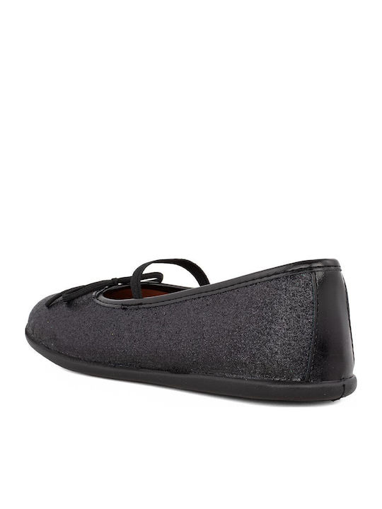 Kids Ballerinas Glitter with Elastic Strap Black