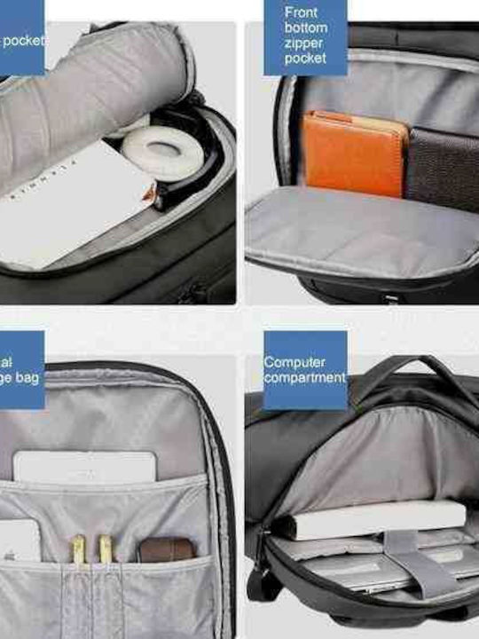 Playbags Collection Αδιάβροχη Τσάντα Πλάτης για Laptop 15.6" με Θύρα USB σε Μαύρο χρώμα