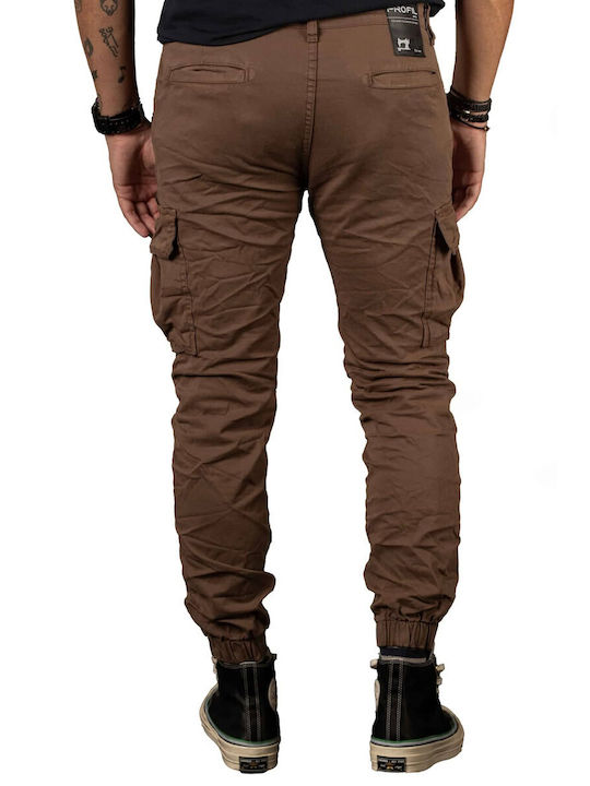 Profil Men's Trousers Cargo Elastic in Slim Fit Brown