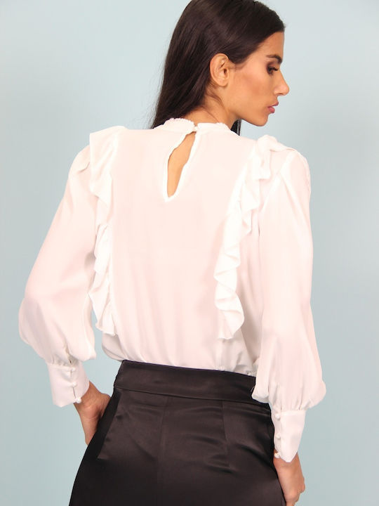 Damen Bluse Langärmelig Weiß