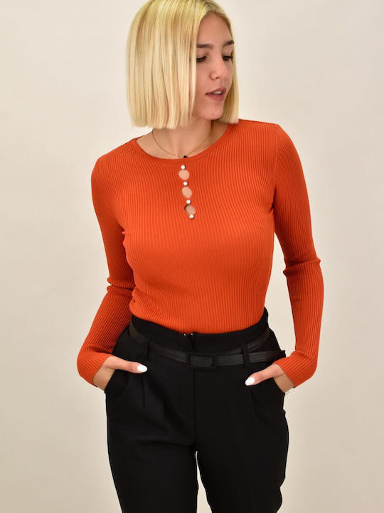 Potre Women's Long Sleeve Sweater Orange