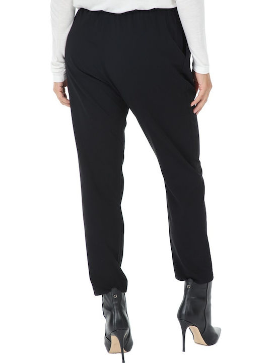 Reiko Women's High-waisted Fabric Trousers in Straight Line Black