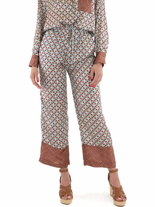 MY T Pants Women My T Wearables Γυναικείο Υφασμάτινο Παντελόνι με Λάστιχο Regular Fit Καφέ