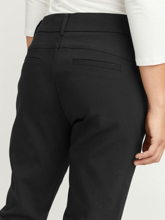 Women's Fabric Trousers Regular Fit Black