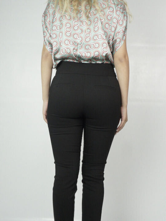 Women's High-waisted Fabric Trousers Black