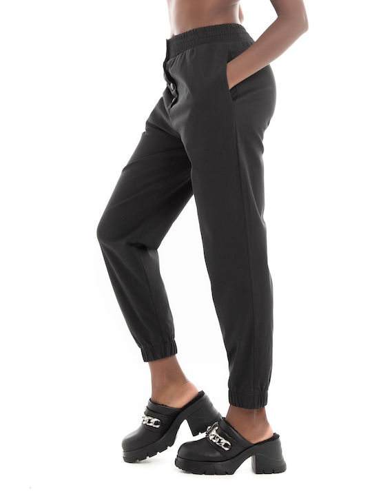 Black & Black Women's Fabric Trousers Black