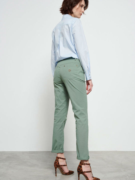 Women's Fabric Trousers Regular Fit Khaki