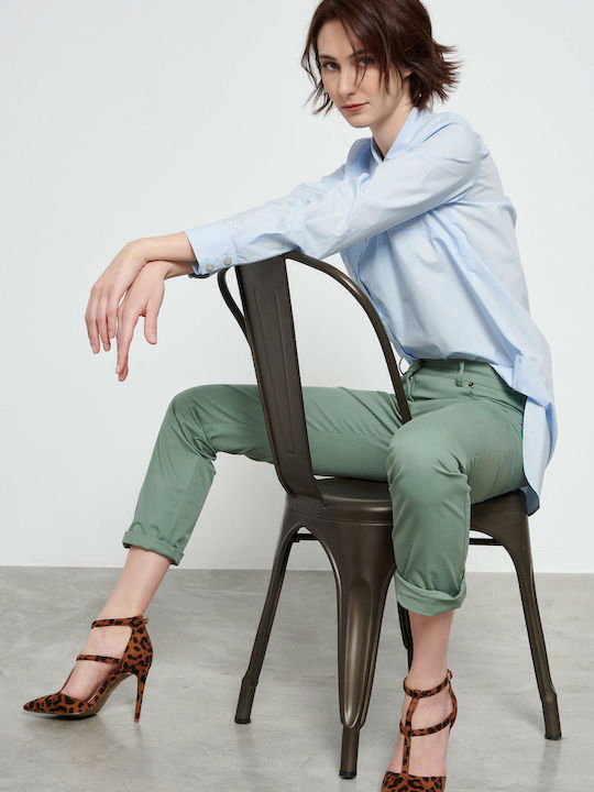 Women's Fabric Trousers Regular Fit Khaki