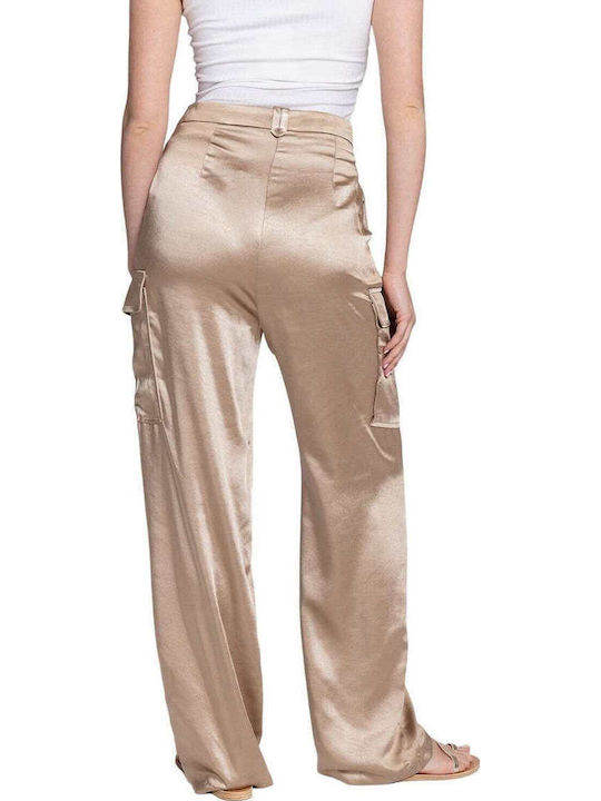 Damen Stoff Cargo Hose Beige