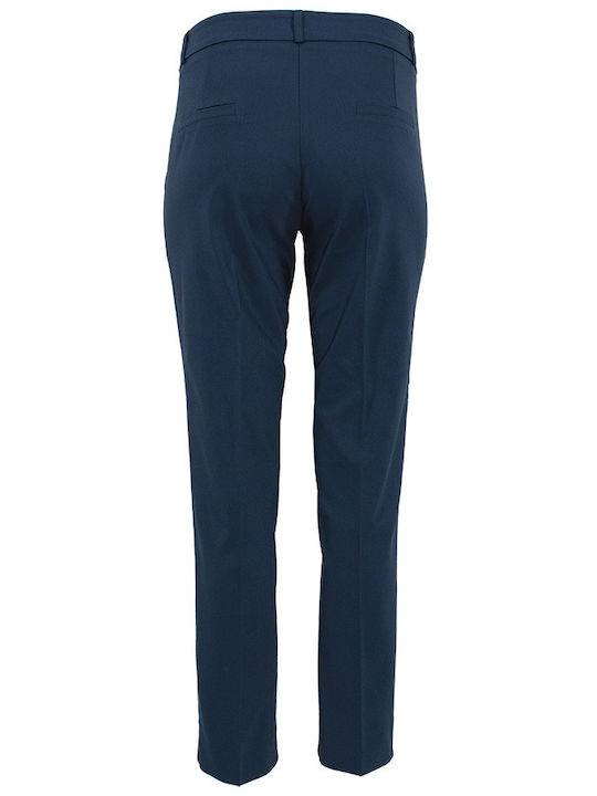 Pirouette Women's Cotton Trousers in Straight Line Navy Blue