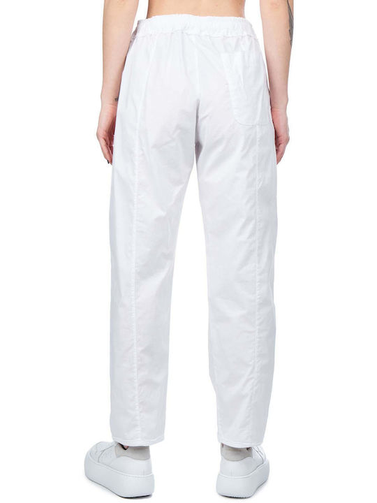 Crossley Woman Long Pants Pammil Women's High-waisted Fabric Trousers in Straight Line White