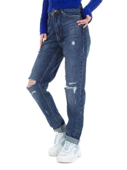 Laulia Kljk184 Hoch tailliert Damenjeanshose mit Rissen