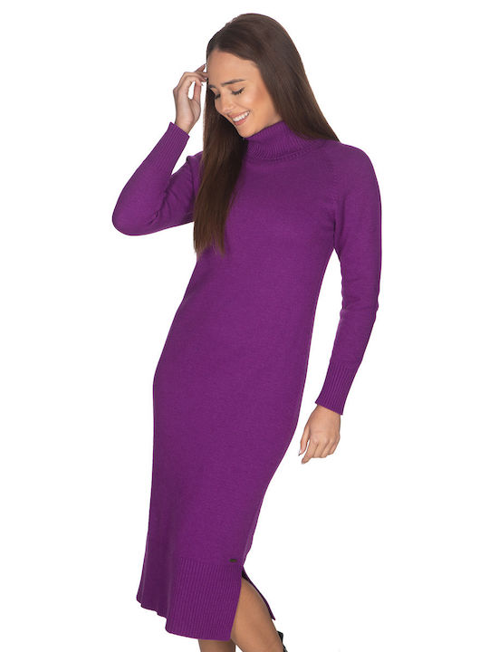 Vera Midi Dress Turtleneck Purple