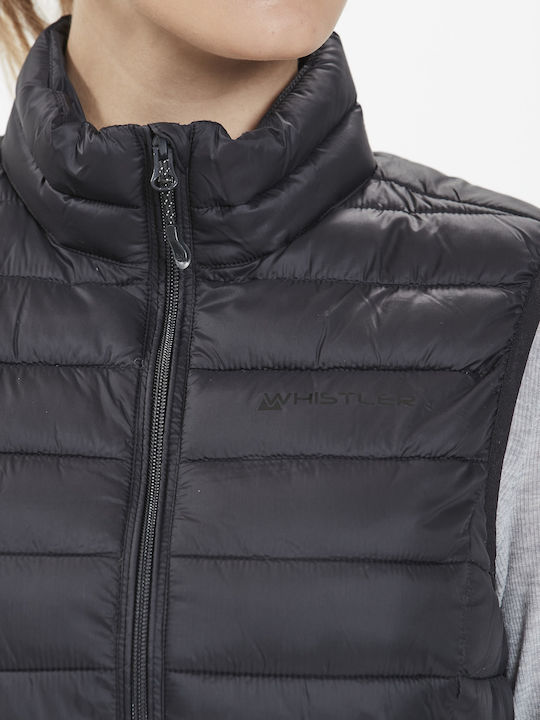 Kurz Damen Ärmellos Puffer Jacke Schwarz