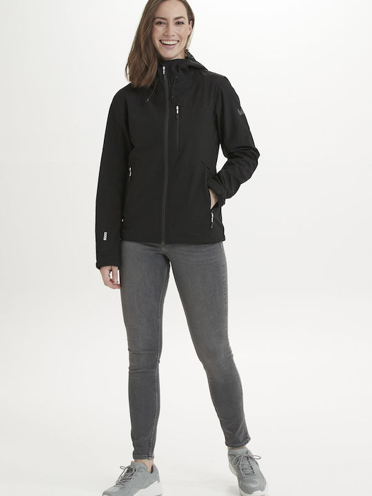 Whistler Women's Short Sports Softshell Jacket Waterproof and Windproof for Winter with Hood Black