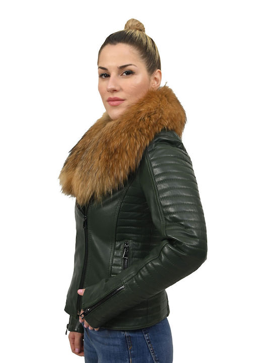 Leatherland Kurz Damen Puffer Jacke für Winter Grün