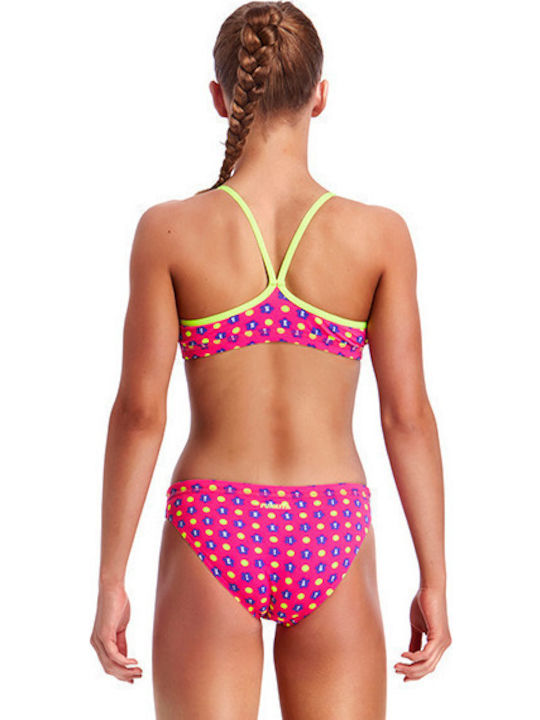 Funkita Racerback Two Piece Daisy Dots Детски Бански Бикини Фуксия