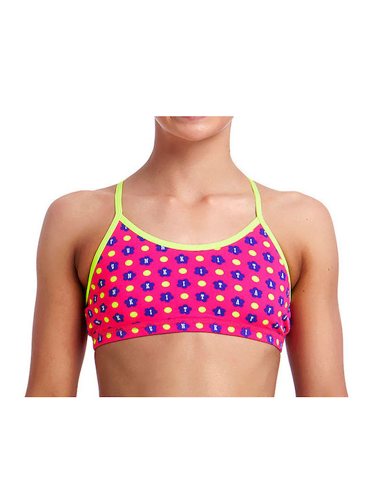 Funkita Racerback Two Piece Daisy Dots Детски Бански Бикини Фуксия