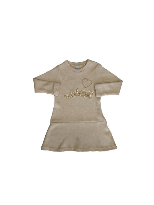 All Stars Kids Dress Long Sleeve Beige