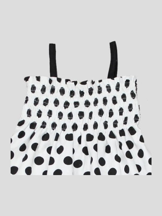 Kinderkleid Ärmellos Polka Dot Weiß