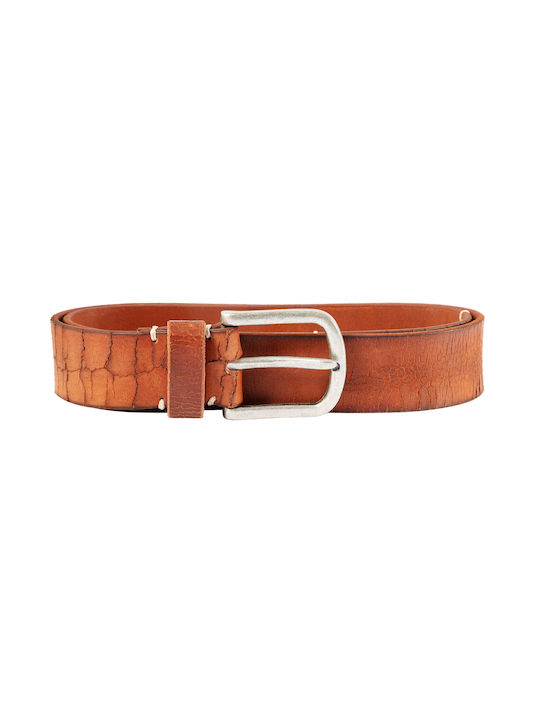 Men's Leather Wide Belt Tabac Brown