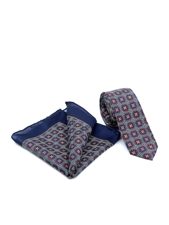 Silk Men's Tie Set Printed Blue